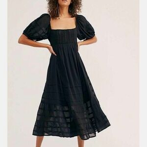 Free People Black Puff-Sleeve Lets Be Friends